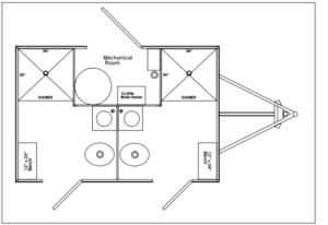 2 Station Restroom and Shower Trailer Combo Floor Plan