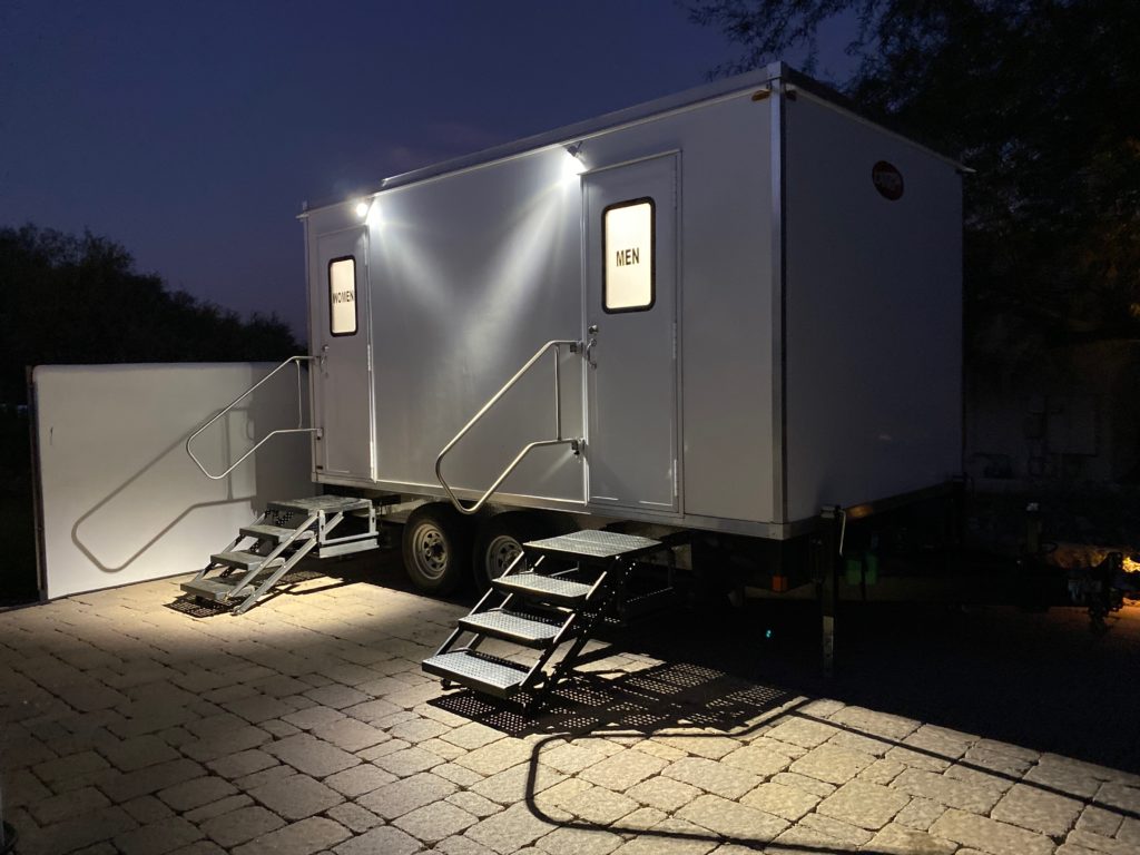 The Lavatory SoCal luxury Restroom Trailers For Rent - Night View